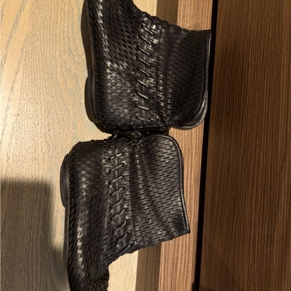 CHANEL Black Leather Flat Ankle Booties SZ: 36.5 - Picture 7 of 8